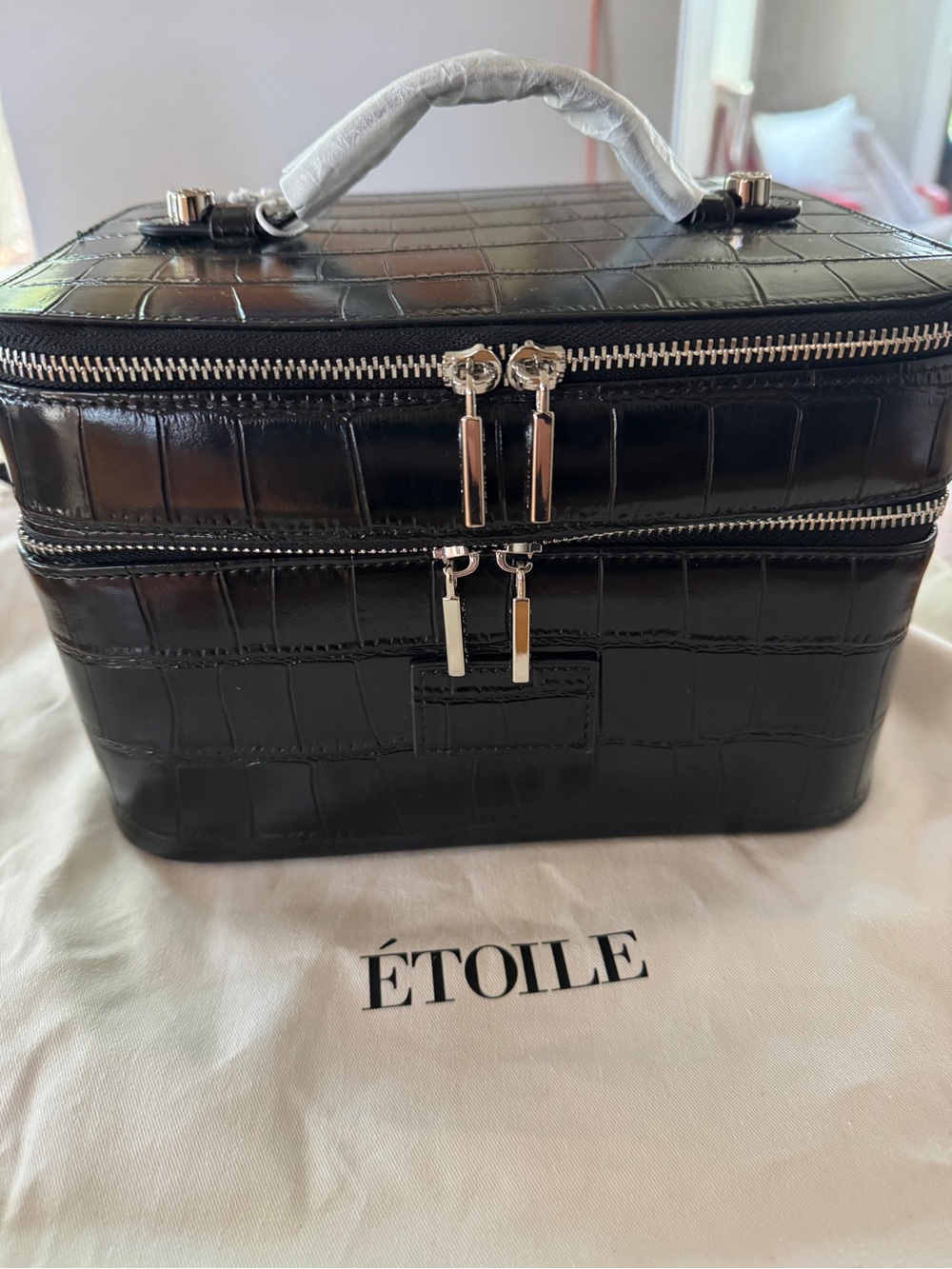 ÉTOILE Duo Vanity Bag Black Crocodile